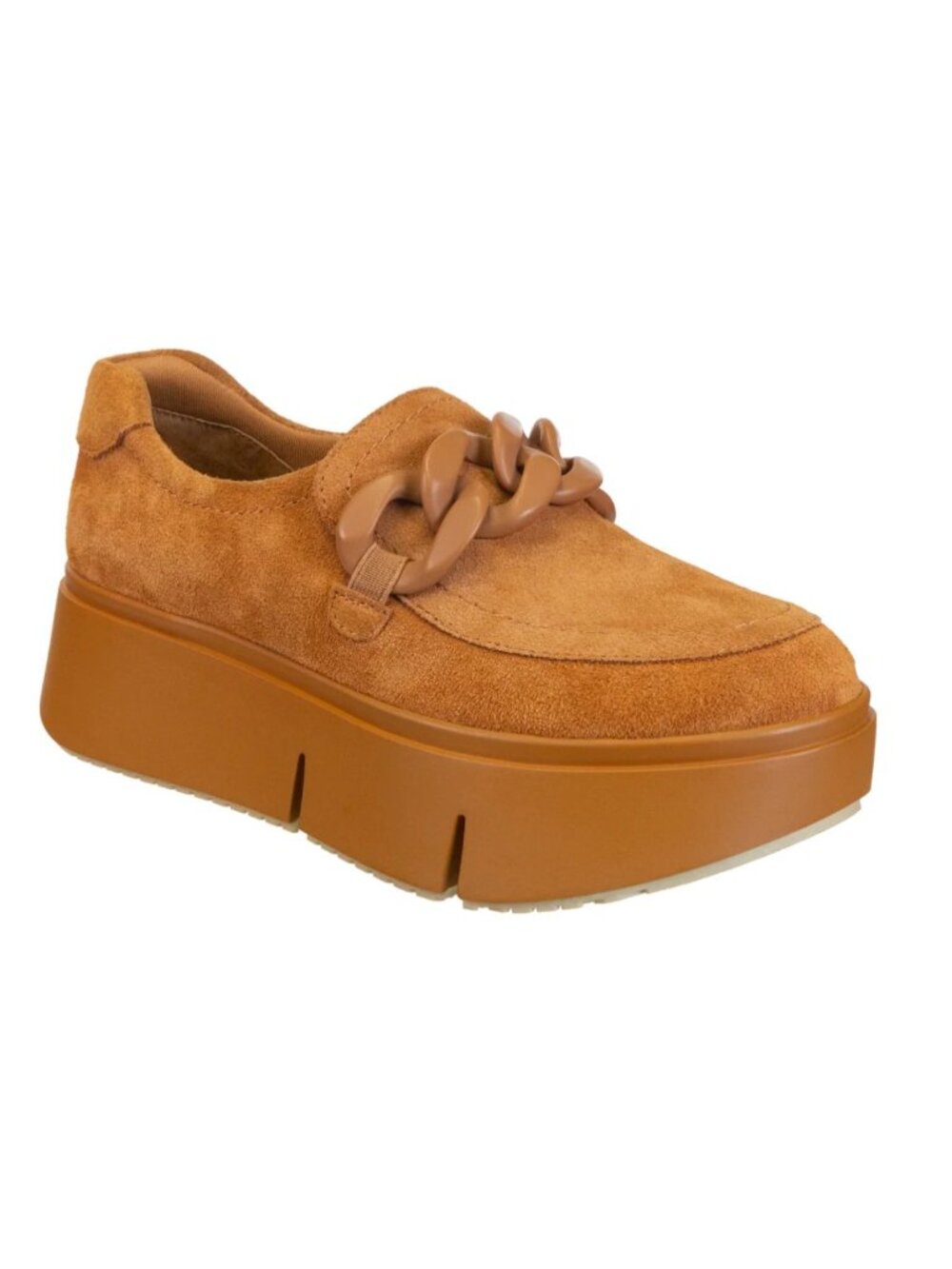 Naked Feet Tan Suede Platform Loafer NEW Chain Slip-On Princeton Size 8.5